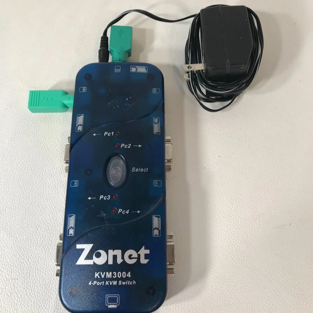 Zonet KVM3004 4-port KVM Switch Without VGA Monitor Cables - Picture 1 of 8